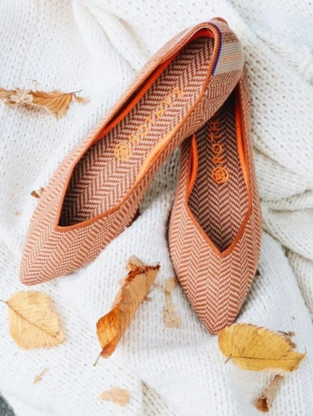Rothy's The Point Merino Wool Herringbone Chevron Flats - Size 8.5 US